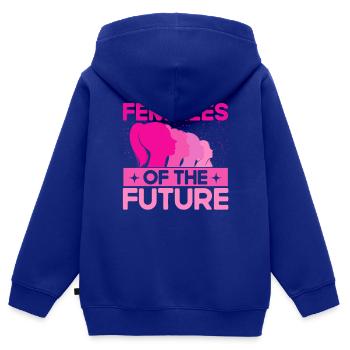 Égalité des sexes Égalité des sexes - Sweat Premium à capuche zippé enfant bio - bleu roi - Dos - AI Model Kid Male (0cm)