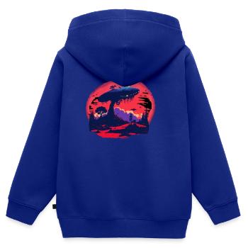 Cadeaux - Sweat Premium à capuche zippé enfant bio - bleu roi - Dos - AI Model Kid Male (0cm)
