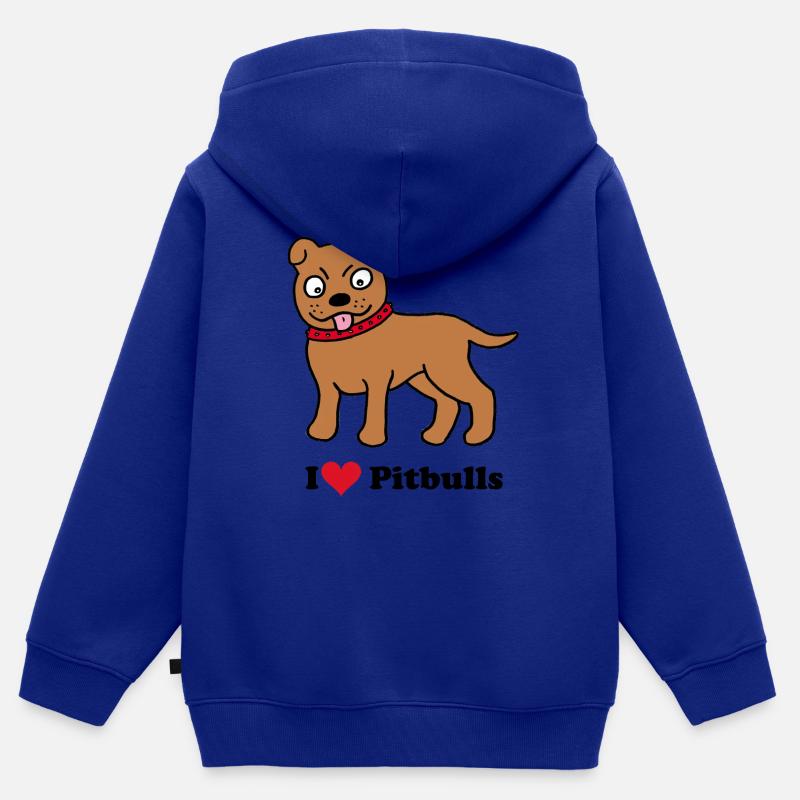Chien, pit-bull - Sweat Premium à capuche zippé enfant bio - bleu roi