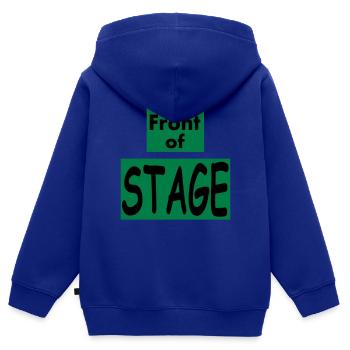 Devant ventilateur scène / Musique - Sweat Premium à capuche zippé enfant bio - bleu roi - Dos - AI Model Kid Male (0cm)