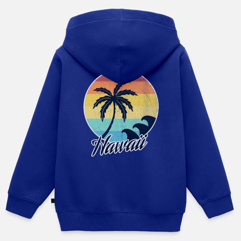Hawaii - Sweat Premium à capuche zippé enfant bio - bleu roi