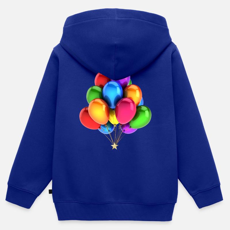Un bouquet de ballons - Sweat Premium à capuche zippé enfant bio - bleu roi