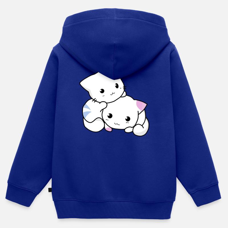 chatons - Sweat Premium à capuche zippé enfant bio - bleu roi