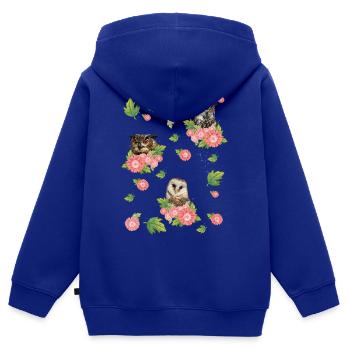 Eule und Eulen - Kinder Premium Organic Zip Hoodie - Royalblau - Hinten - AI Model Kid Male (0cm)