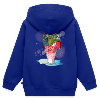 Pfau - Kinder Premium Organic Zip Hoodie - Royalblau - Hinten - AI Model Kid Male (0cm)