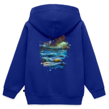 Meer - Kinder Premium Organic Zip Hoodie - Royalblau - Hinten - AI Model Kid Male (0cm)