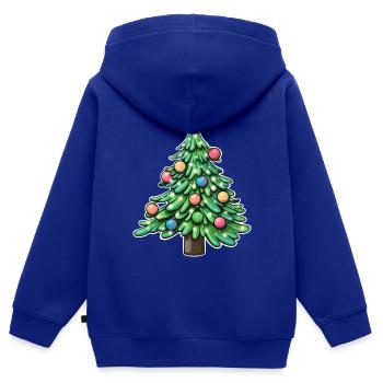 Arbre de Noël festif avec des ornements colorés - Sweat Premium à capuche zippé enfant bio - bleu roi - Dos - AI Model Kid Male (0cm)