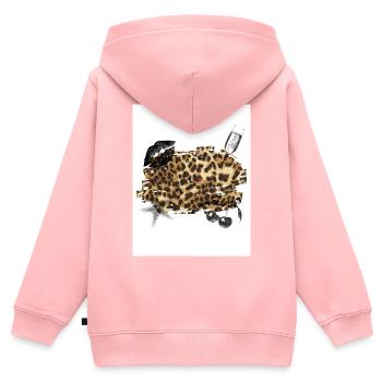 Leopard - Kids Premium Organic Zip-up Hoodie - rose - Back - AI Model Kid Female (0cm)