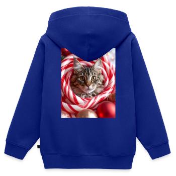 Weihnachtskatze zwischen Zuckerstangen - Kinder Premium Organic Zip Hoodie - Royalblau - Hinten - AI Model Kid Male (0cm)