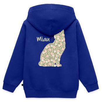 Miau - Katze - Kinder Premium Organic Zip Hoodie - Royalblau - Hinten - AI Model Kid Male (0cm)