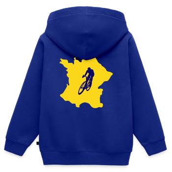 Frankreich Karte mit Fahrrad – Radfahrer Design - Kinder Premium Organic Zip Hoodie - Royalblau - Hinten - AI Model Kid Male (0cm)