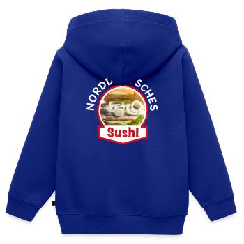 Norddeutsches Sushi | Fischbrötchen Matjes Hering - Kinder Premium Organic Zip Hoodie - Royalblau - Hinten - AI Model Kid Male (0cm)
