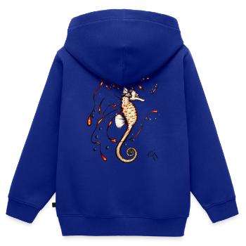 Seepferdchen - Kinder Premium Organic Zip Hoodie - Royalblau - Hinten - AI Model Kid Male (0cm)