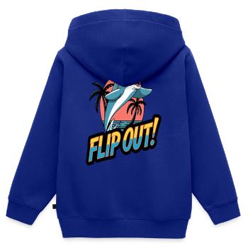 Fun Retro Dolphin Flip Out avec lunettes de soleil - Sweat Premium à capuche zippé enfant bio - bleu roi - Dos - AI Model Kid Male (0cm)