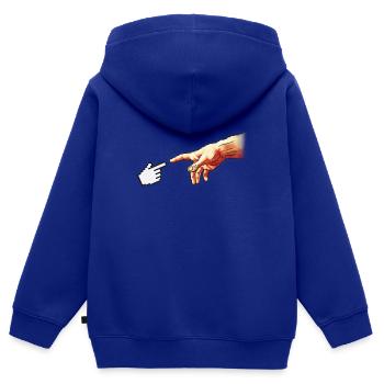 Funny 8bit Nerd & Geek Humor (Creation of Adam) - Kids Premium Organic Zip-up Hoodie - royal blue - Back - AI Model Kid Male (0cm)