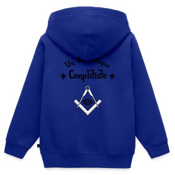Un Authentique Complotiste - Sweat Premium à capuche zippé enfant bio - bleu roi - Dos - AI Model Kid Male (0cm)