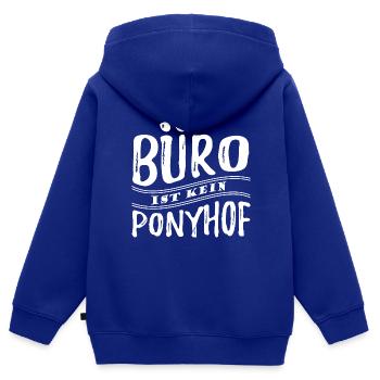 Büro ist kein Ponyhof - Reale Welt - Spruch - Kinder Premium Organic Zip Hoodie - Royalblau - Hinten - AI Model Kid Male (0cm)