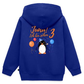 Juhu! Ich bin schon 3 mit süßem Pinguin - Kinder Premium Organic Zip Hoodie - Royalblau - Hinten - AI Model Kid Male (0cm)