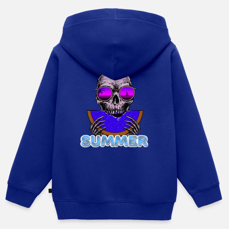 mode vacay - Sweat Premium à capuche zippé enfant bio - bleu roi