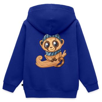Cute lemur with scarf and bobble hat. - Kids Premium Organic Zip-up Hoodie - royal blue - Back - AI Model Kid Male (0cm)
