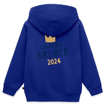 Ich werde Großer Bruder 2024 Loading Krone BÄM - Kinder Premium Organic Zip Hoodie - Royalblau - Hinten - AI Model Kid Male (0cm)