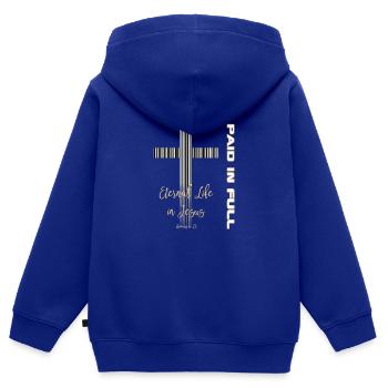 Christliches Design - Ewiges Leben in Jesus - Kinder Premium Organic Zip Hoodie - Royalblau - Hinten - AI Model Kid Male (0cm)