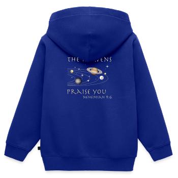 Christian Design - The Heavens Praise You - Kids Premium Organic Zip-up Hoodie - royal blue - Back - AI Model Kid Male (0cm)