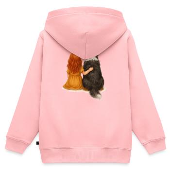 Rothaariges Mädchen mit Berner Sennen Hund - Kinder Premium Organic Zip Hoodie - Rosa - Hinten - AI Model Kid Female (0cm)