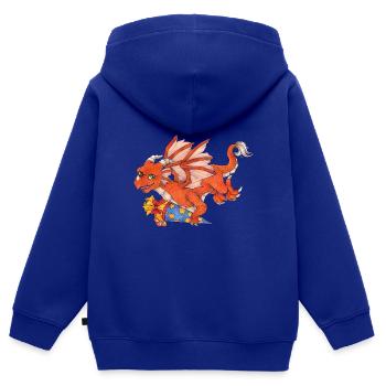 Niedlicher Drache, bereit für den ersten Schultag - Kinder Premium Organic Zip Hoodie - Royalblau - Hinten - AI Model Kid Male (0cm)