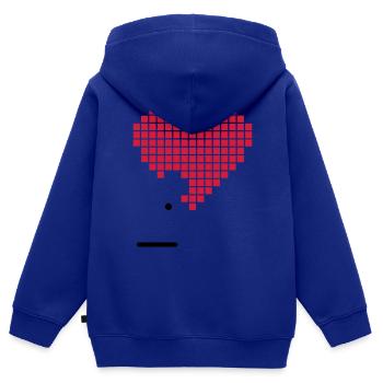 Pixel coeur Heart Love jeu Jeu Pixelart - Sweat Premium à capuche zippé enfant bio - bleu roi - Dos - AI Model Kid Male (0cm)