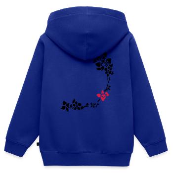 flower around right corner - Kids Premium Organic Zip-up Hoodie - royal blue - Back - AI Model Kid Male (0cm)