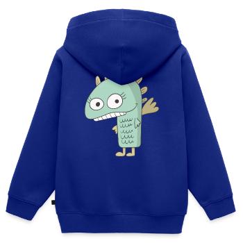 Monstres - Sweat Premium à capuche zippé enfant bio - bleu roi - Dos - AI Model Kid Male (0cm)