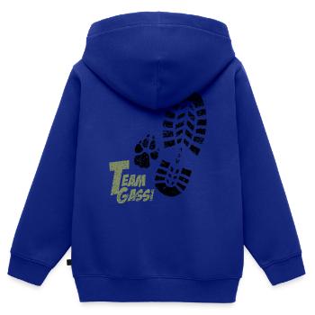 Team Gassi - Kinder Premium Organic Zip Hoodie - Royalblau - Hinten - AI Model Kid Male (0cm)