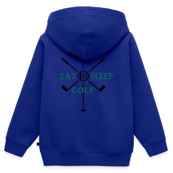 Eat Sleep Golf (2c) - Kids Premium Organic Zip-up Hoodie - royal blue - Back - AI Model Kid Male (0cm)