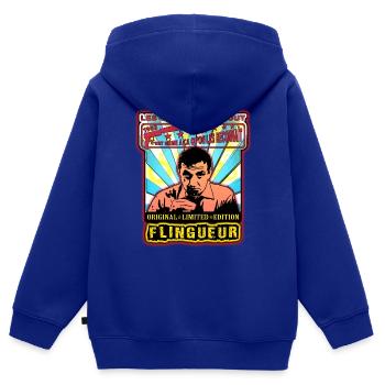 les cons ça ose tout lino ventura - Sweat Premium à capuche zippé enfant bio - bleu roi - Dos - AI Model Kid Male (0cm)