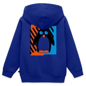 Pinguin Design - Kinder Premium Organic Zip Hoodie - Royalblau - Hinten - AI Model Kid Male (0cm)