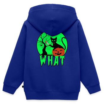 Welche Katze mit Messer, gruselige Katze mit Messer Halloween - Kinder Premium Organic Zip Hoodie - Royalblau - Hinten - AI Model Kid Male (0cm)