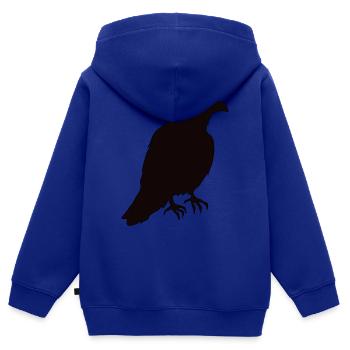 Ein Rabe sitzt im Profil - Kinder Premium Organic Zip Hoodie - Royalblau - Hinten - AI Model Kid Male (0cm)