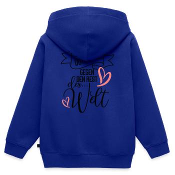 Du und ich gegen den Rest der Welt Liebe Motiv - Kinder Premium Organic Zip Hoodie - Royalblau - Hinten - AI Model Kid Male (0cm)