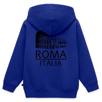 Rome Italie - Sweat Premium à capuche zippé enfant bio - bleu roi - Dos - AI Model Kid Male (0cm)