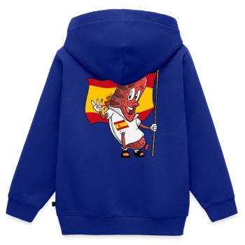 Saucisse saucisse de porc espagnole - Sweat Premium à capuche zippé enfant bio - bleu roi - Dos - AI Model Kid Male (0cm)