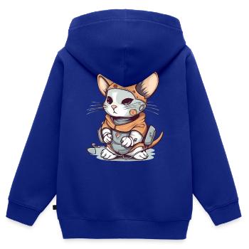 Die Katze, die als Maus verkleidet ist - Kinder Premium Organic Zip Hoodie - Royalblau - Hinten - AI Model Kid Male (0cm)