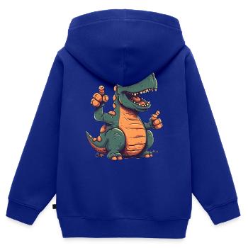 Pouce levé Rex Un dinosaure amical - Sweat Premium à capuche zippé enfant bio - bleu roi - Dos - AI Model Kid Male (0cm)