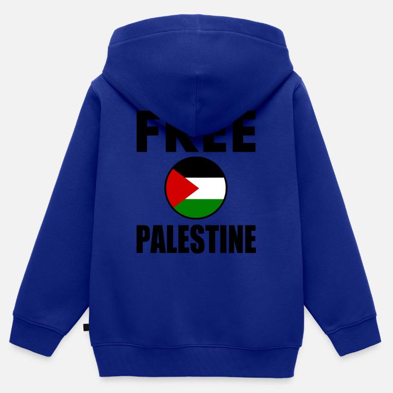 Free palestine - Sweat Premium à capuche zippé enfant bio - bleu roi