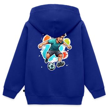 Fußballer / Fußball / Spielfeld / Mannschaft - Kinder Premium Organic Zip Hoodie - Royalblau - Hinten - AI Model Kid Male (0cm)