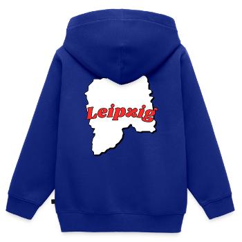 Leipzig - Kinder Premium Organic Zip Hoodie - Royalblau - Hinten - AI Model Kid Male (0cm)