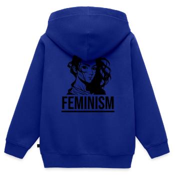 FEMINISM - Kinder Premium Organic Zip Hoodie - Royalblau - Hinten - AI Model Kid Male (0cm)