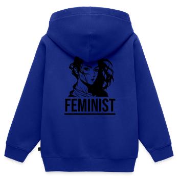FEMINIST - Kinder Premium Organic Zip Hoodie - Royalblau - Hinten - AI Model Kid Male (0cm)