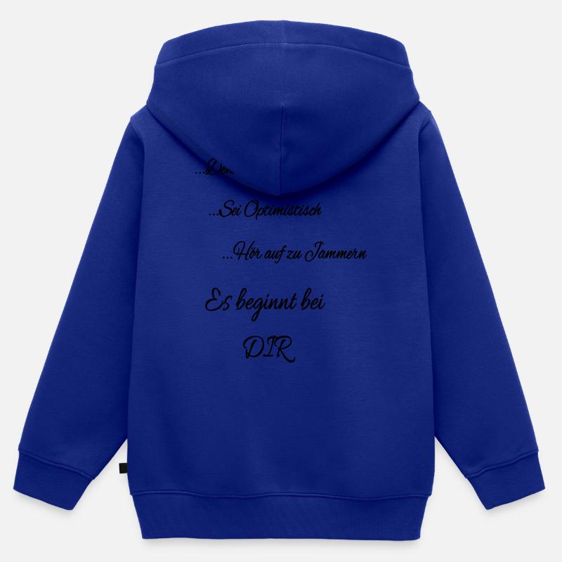 Cela commence par VOUS - Sweat Premium à capuche zippé enfant bio - bleu roi