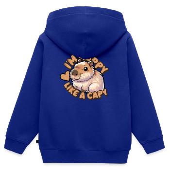 I'm happy like a capy - funny capybara shirt - Kids Premium Organic Zip-up Hoodie - royal blue - Back - AI Model Kid Male (0cm)